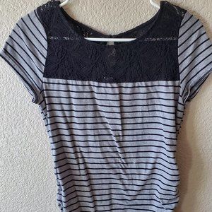 Lace and Stripes Maternity Top